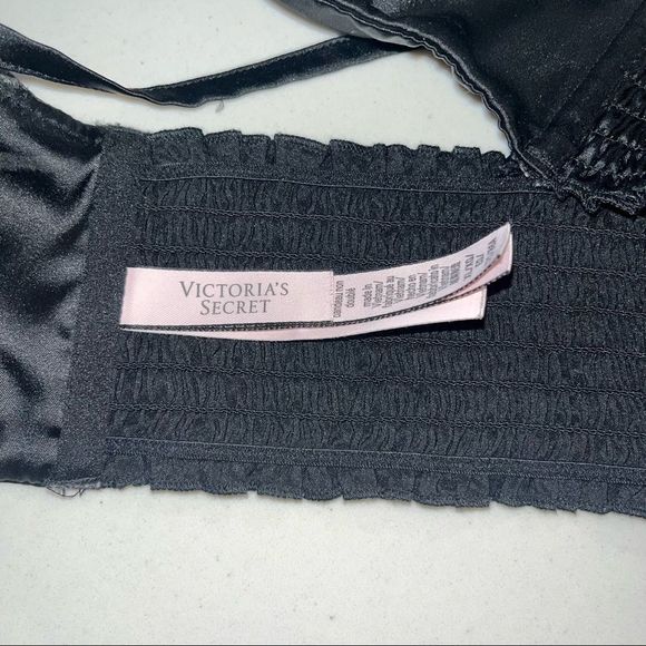 Victoria's Secret Black Satin Tie Front Bralette Sz.XL - Picture 6 of 12